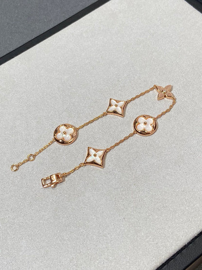 [⭐Shinejoy]STAR AND SUN 5 MOTIF MOP PINK GOLD BRACELET