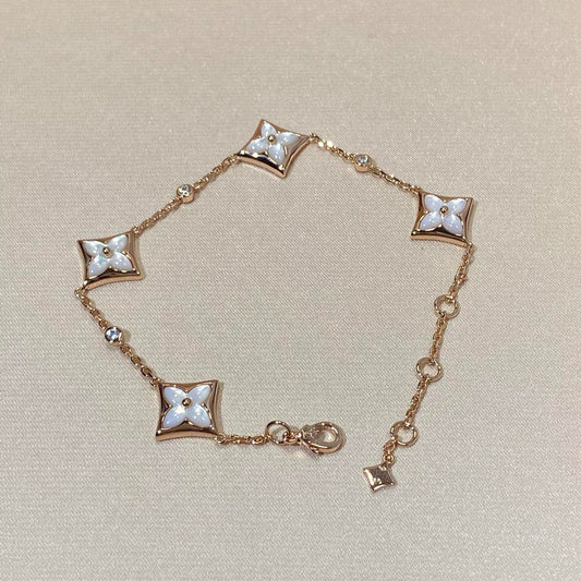[⭐Shinejoy]STAR 4 MOTIF MOP DIAMOND PINK GOLD BRACELET