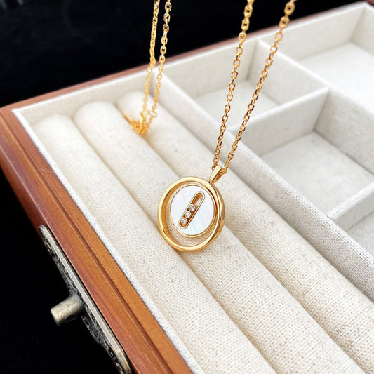 [⭐Shinejoy]Demo MOVE MOP PINK GOLD NECKLACE