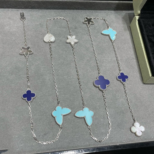 [⭐Shinejoy]LUCKY CLOVER SILVER 11 MOTIF NECKLACE