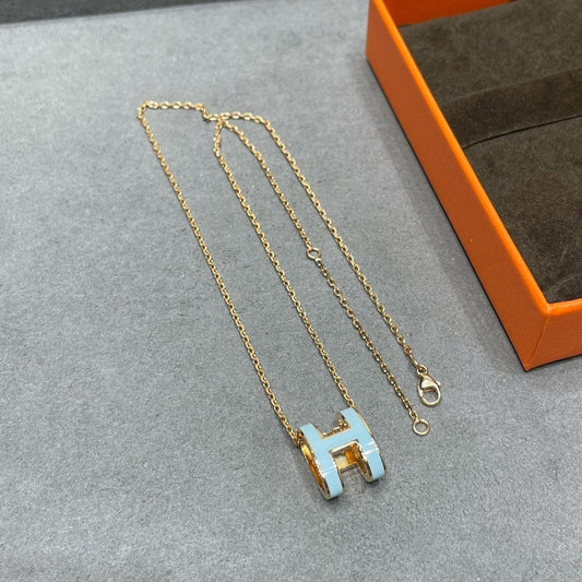 [⭐Shinejoy]POP H SKY BLUE NECKLACE