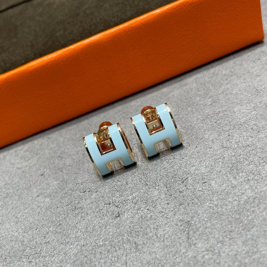 [⭐Shinejoy]POP H SKY BLUE STUD EARRINGS