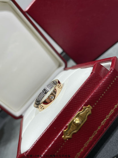 [⭐Shinejoy]LOVE PINK GOLD SILVER DIAMOND DOUBLE RING