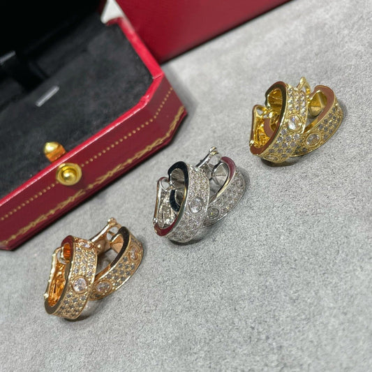 [⭐Shinejoy]LOVE 5.5MM DIAMOND PAVED EARRINGS