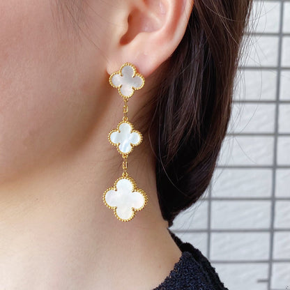 [⭐Shinejoy]CLOVER MOP 3 MOTIFS GOLD EARRINGS