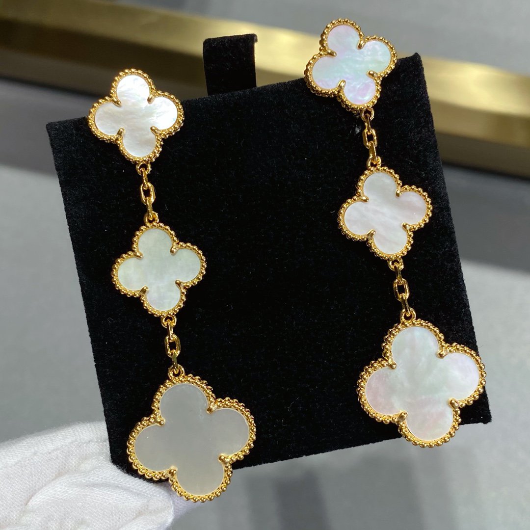 [⭐Shinejoy]CLOVER MOP 3 MOTIFS GOLD EARRINGS