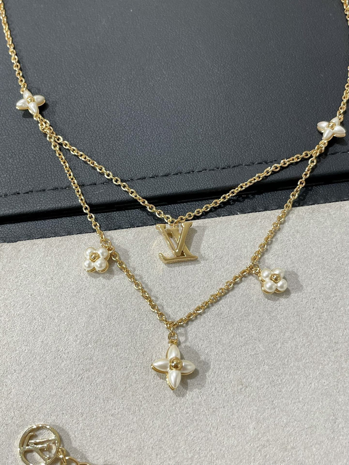 [⭐Shinejoy]FLOWERGRAM GOLD MOP DOUBLE ROW NECKLACE