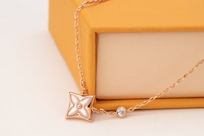 [⭐Shinejoy]STAR PINK MOP 1 DIAMOND PINK GOLD NECKLACE