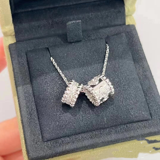 [⭐Shinejoy]PERLEE DOUBLE PENDANT SILVER DIAMOND NECKLACE