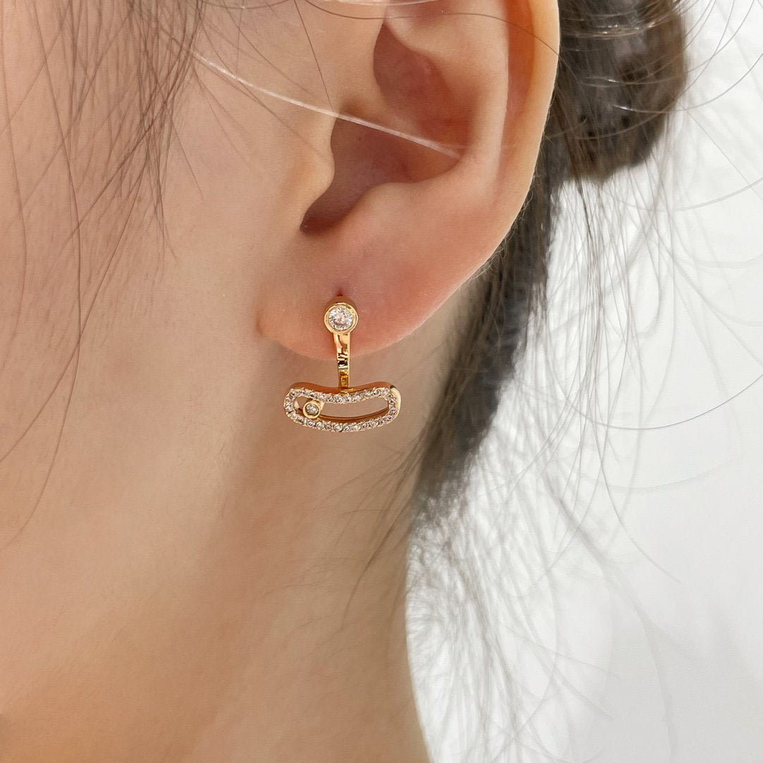 [⭐Shinejoy]MOVE UNO PINK GOLD DIAMOND EARRINGS