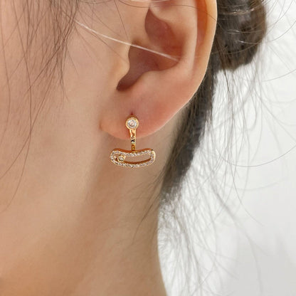 [⭐Shinejoy]MOVE UNO PINK GOLD DIAMOND EARRINGS