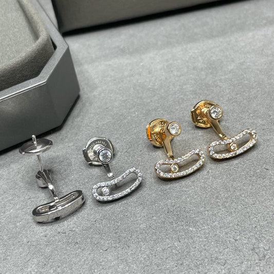 [⭐Shinejoy]MOVE UNO PINK GOLD DIAMOND EARRINGS