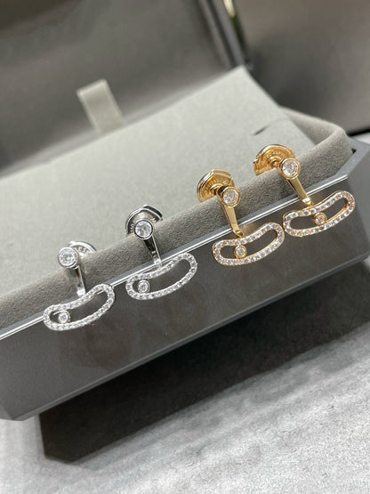 [⭐Shinejoy]MOVE UNO PINK GOLD DIAMOND EARRINGS