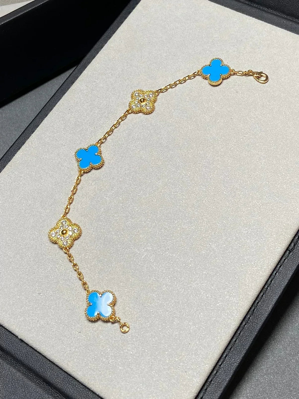 [⭐Shinejoy] CLOVER 5 MOTIF BLUE AGATE BRACELET COLLECTION