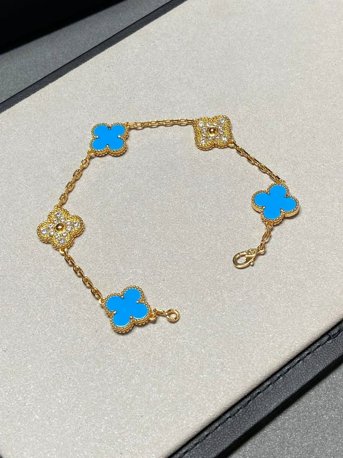 [⭐Shinejoy] CLOVER 5 MOTIF BLUE AGATE BRACELET COLLECTION