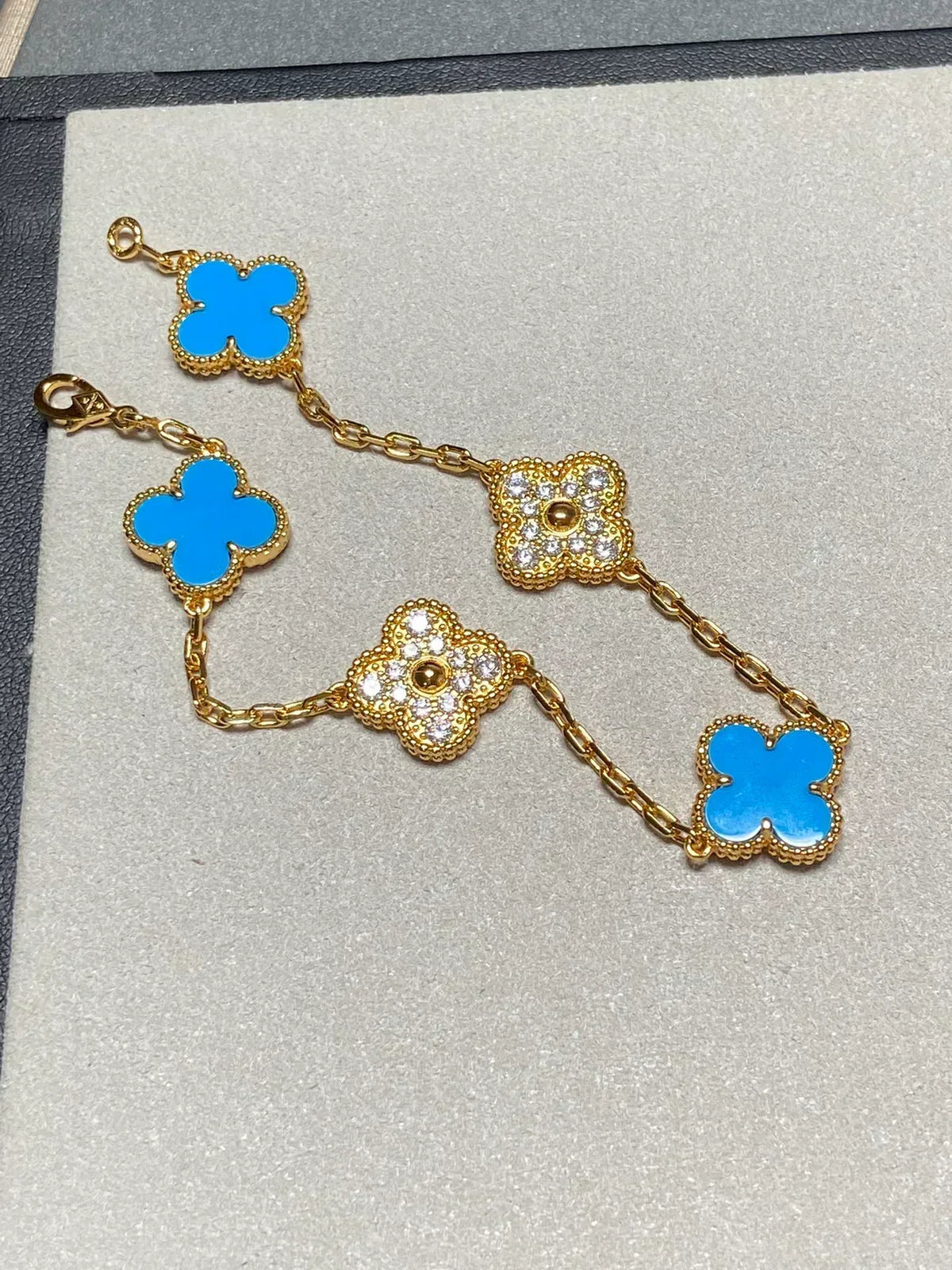 [⭐Shinejoy] CLOVER 5 MOTIF BLUE AGATE BRACELET COLLECTION