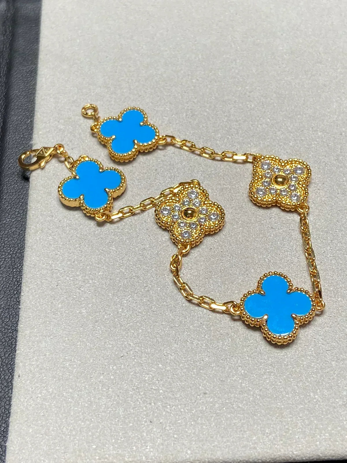 [⭐Shinejoy] CLOVER 5 MOTIF BLUE AGATE BRACELET COLLECTION
