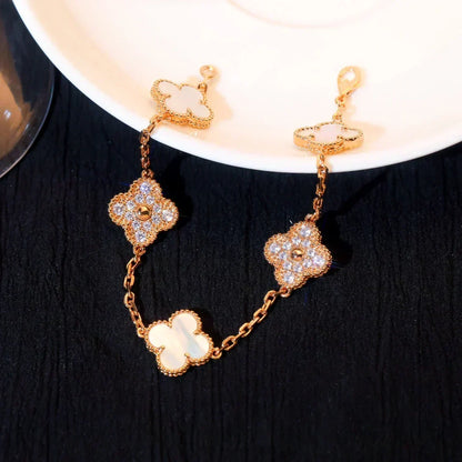 [⭐Shinejoy]CLOVER WHITE PEARL MOP 5 MOTIF BRACELET COLLECTION
