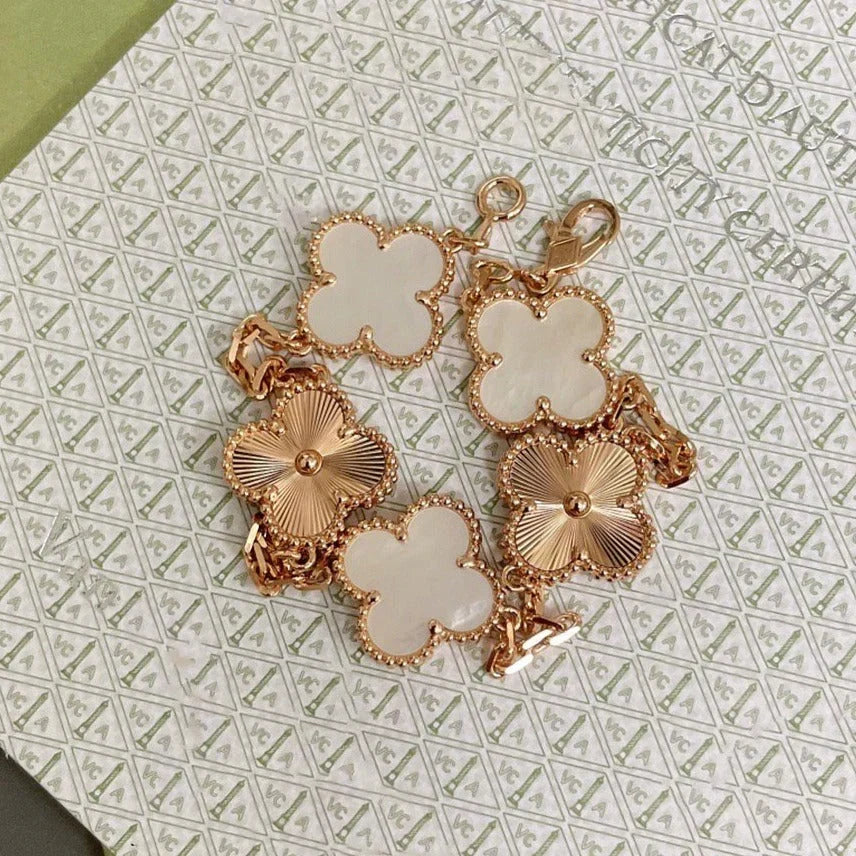 [⭐Shinejoy]CLOVER WHITE PEARL MOP 5 MOTIF BRACELET COLLECTION