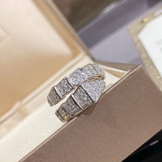 [⭐Shinejoy]SERPENTI RING SILVER DIAMOND PAVED