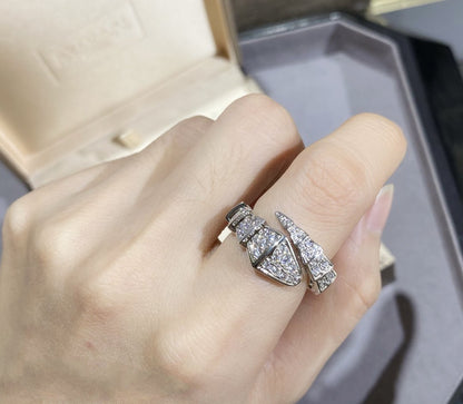 [⭐Shinejoy]SERPENTI LARGE RING SILVER DIAMOND PAVED