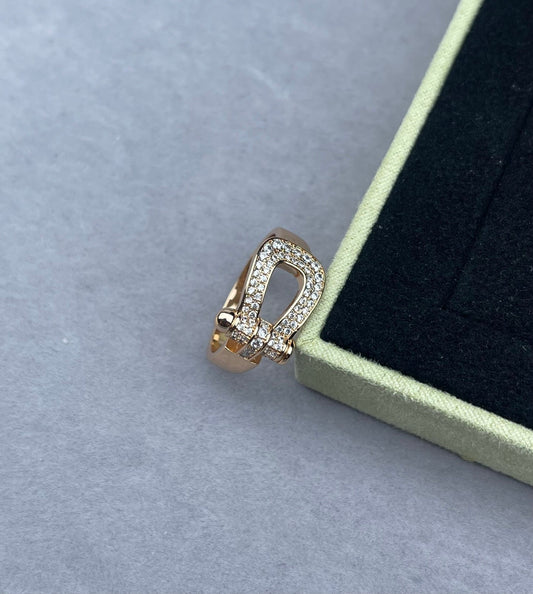 [⭐Shinejoy]Wide Hoof-Shaped Diamond-Studded Ring