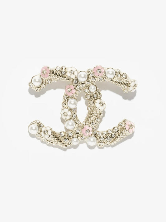 [⭐Shinejoy]26C Pink-White Enamel Ice Cream Cone Double C Brooch