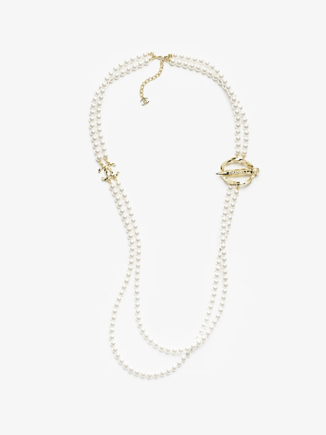 [⭐Shinejoy]25K Pencil Double C Double-Layer Pearl Sweater Chain