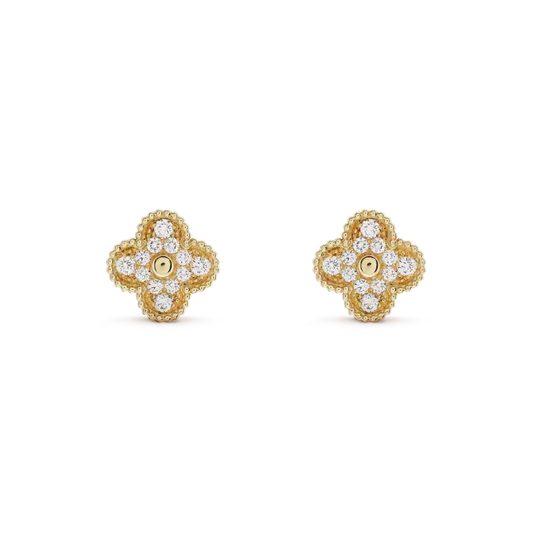 [⭐Shinejoy]CLOVER MEDIUM 1 MOTIFS FUll DIAMOND EARRINGS