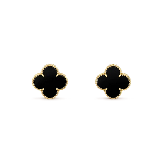 [⭐Shinejoy]CLOVER MEDIUM 1 MOTIFS  ONYX STUD EARRINGS