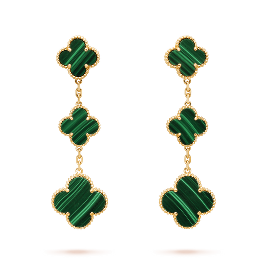 [⭐Shinejoy]CLOVER MALACHITE 3 MOTIFS GOLD