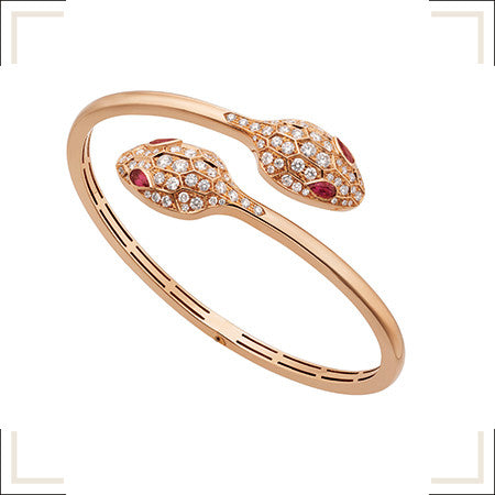 [⭐Shinejoy]SERPENTI BRACELET PINK GOLD DIAMOND DOUBLE SNAKE