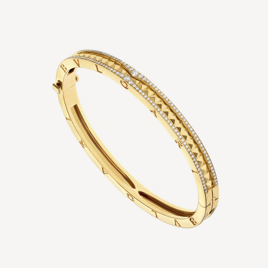 [⭐Shinejoy]ZERO 1 SPIRAL AND PAVED DIAMOND GOLD BRACELET
