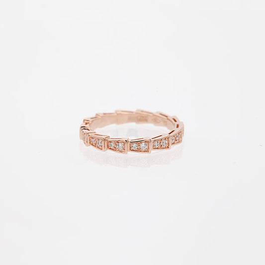 [⭐Shinejoy]SERPENTI RING PINK GOLD DIAMOND PAVED 3MM