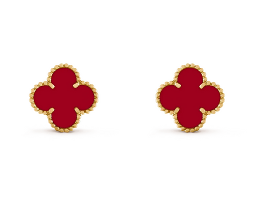 [⭐Shinejoy] CLOVER 20MM RED AGATE EARRINGS