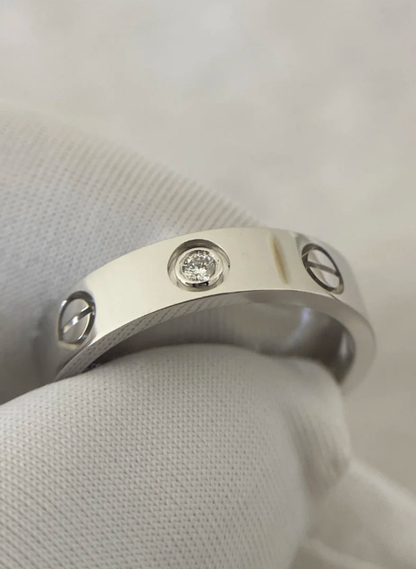 [⭐Shinejoy]LOVE RING 4MM 1 DIAMOND SILVER