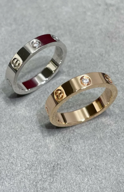 [⭐Shinejoy]LOVE RING 4MM 1 DIAMOND SILVER
