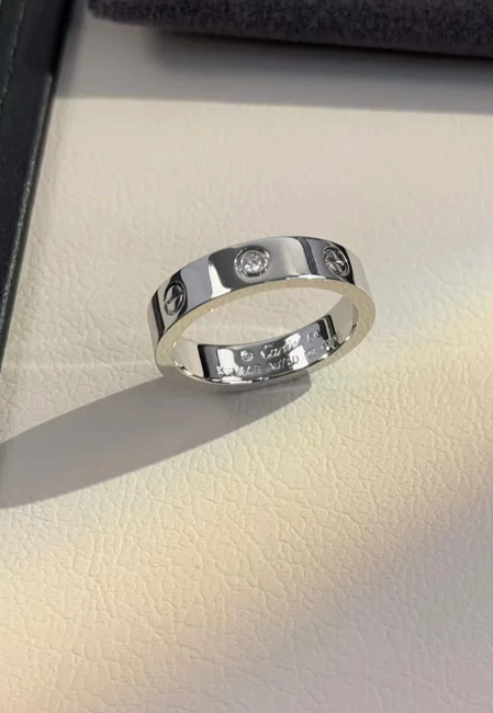 [⭐Shinejoy]LOVE RING 4MM 1 DIAMOND SILVER