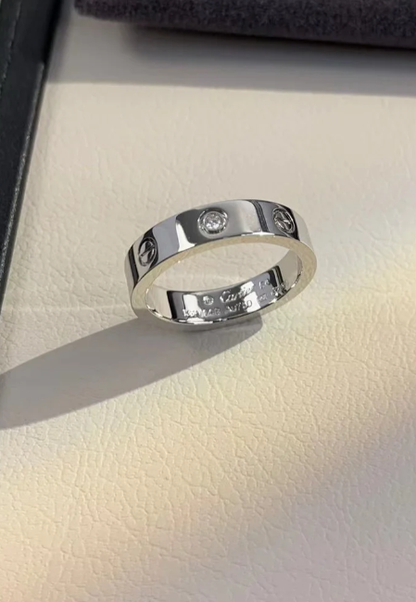 [⭐Shinejoy]LOVE RING 4MM 1 DIAMOND SILVER