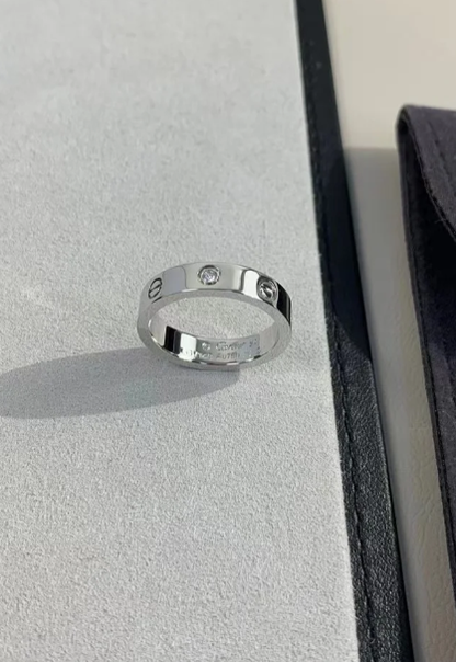 [⭐Shinejoy]LOVE RING 4MM 1 DIAMOND SILVER