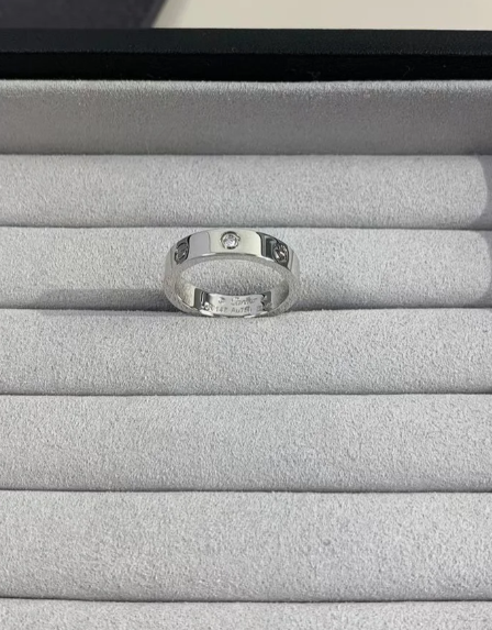 [⭐Shinejoy]LOVE RING 4MM 1 DIAMOND SILVER