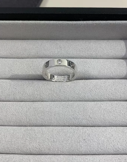 [⭐Shinejoy]LOVE RING 4MM 1 DIAMOND SILVER