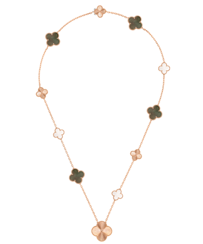 [⭐Shinejoy]DETACHABLE CLOVER 15(11+4) FLOWER SILVER NECKLACE SET