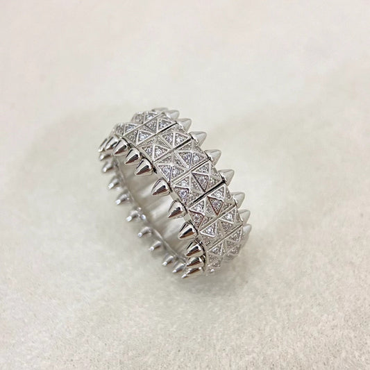 [⭐Shinejoy]CLASH DOUBLE-ROW RIVET RING WITH DIAMOND SETTING