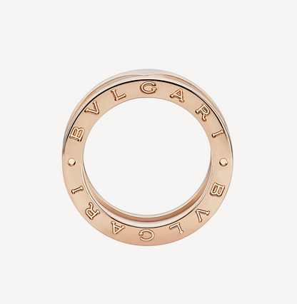 [⭐Shinejoy]ZERO 1 TWO-BAND LOOPS AND WHITE CERAMIC SPIRAL PINK GOLD RING