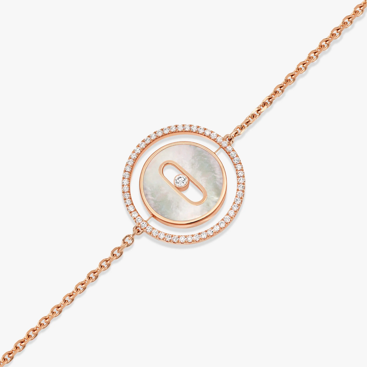 [⭐Shinejoy]Demo MOVE WHITE MOTHER OF PEARL PINK GOLD DIAMOND BRACELET