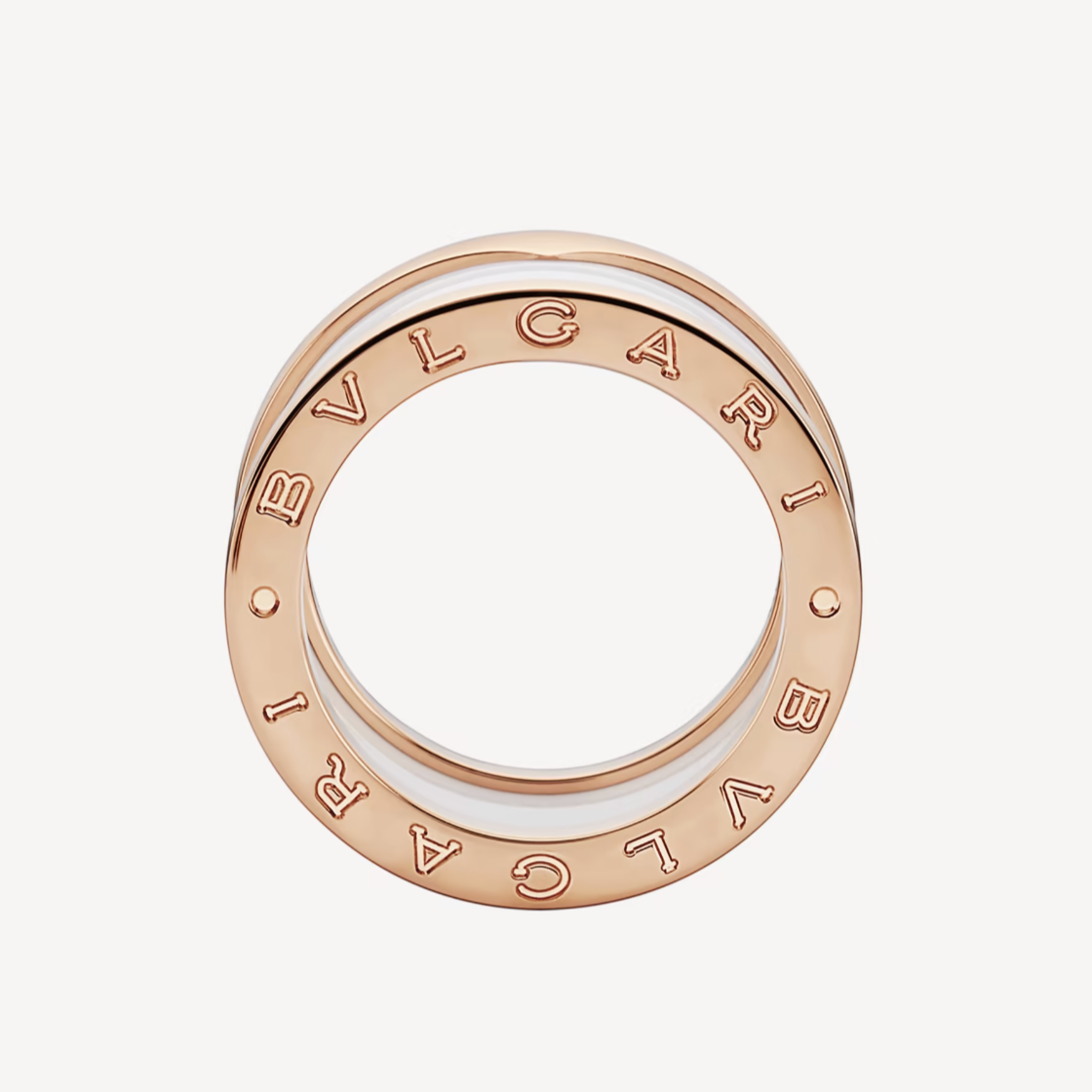 [⭐Shinejoy]ZERO 1 FOUR-BAND LOOPS AND WHITE CERAMIC SPIRAL PINK GOLD RING