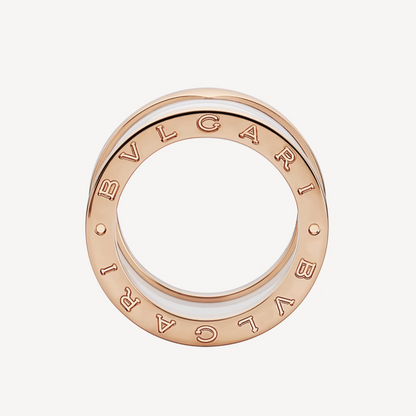 [⭐Shinejoy]ZERO 1 FOUR-BAND LOOPS AND WHITE CERAMIC SPIRAL PINK GOLD RING