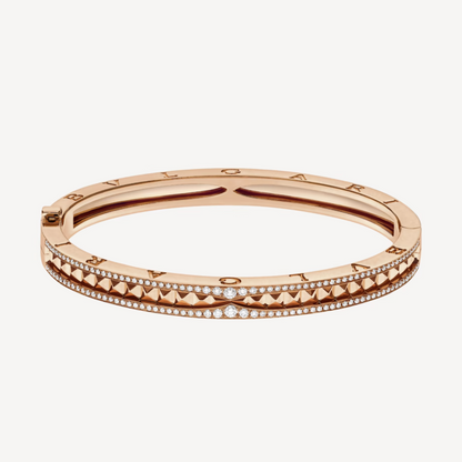 [⭐Shinejoy]ZERO 1 SPIRAL AND PAVED DIAMOND PINK GOLD BRACELET