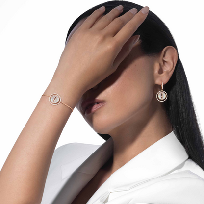 [⭐Shinejoy]Demo MOVE WHITE MOTHER OF PEARL PINK GOLD DIAMOND BRACELET